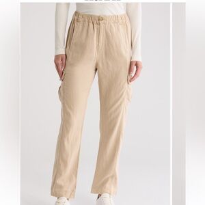 Faherty Arlie Day Cargo Pants linen‎ blend pull on pant Women’s XS NWT